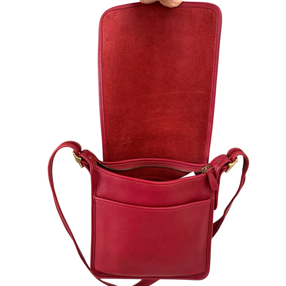 Rare Coach Vintage Red Leather Flap Bag Messenger Y2K Shoulder Bag Crossbody - Picture 9 of 17
